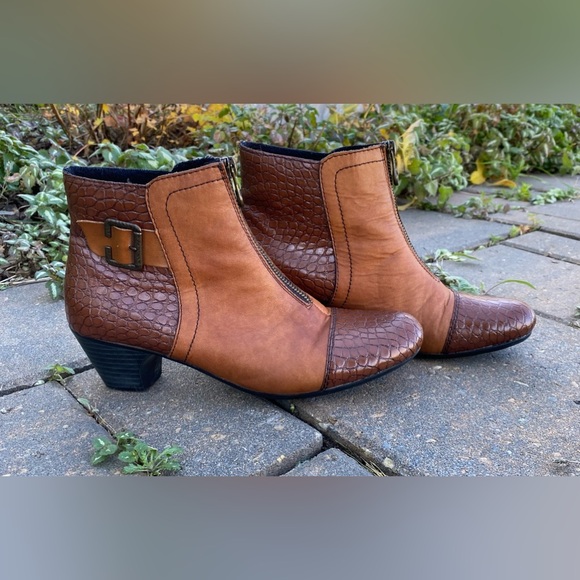 Rieker Shoes - Rieker BRN 2 Tone Leather Ankle Boots, EU 38 Fall Sale